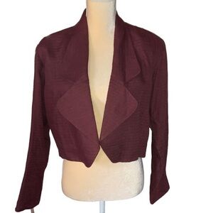 NWT Deadstock Saks Fifth Avenue Burgundy Open Front Cropped Blazer Small/Medium